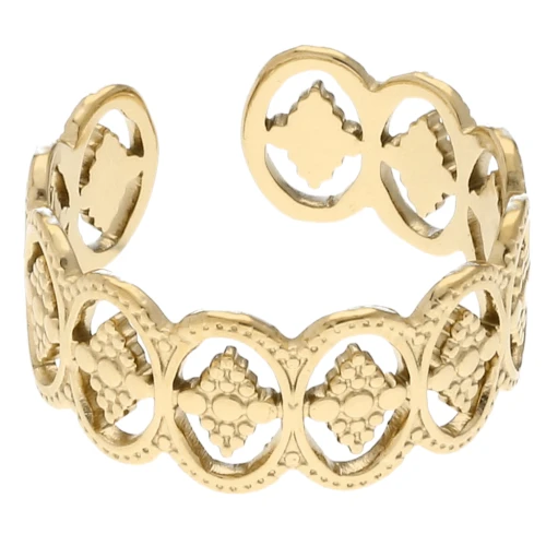 Wide adjustable lace-effect ring - S.55 to S.62 - 304 Gold stainless steel x1