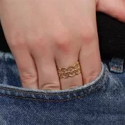 Wide adjustable lace-effect ring - S.55 to S.62 - 304 Gold stainless steel x1