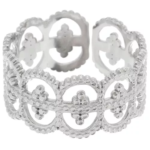 Stainless steel 316L Wide adjustable lace effect ring - S.55 to S.62 x1