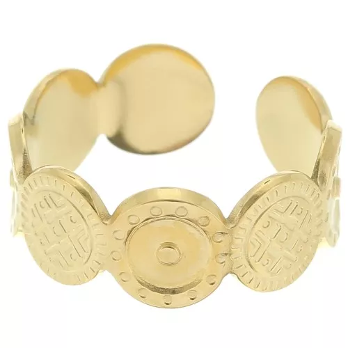 St. steel 316L Adjustable fancy ring with ethnic pattern - S.52 to S.58 - Gold x1