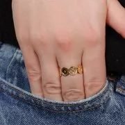 St. steel 316L Adjustable fancy ring with ethnic pattern - S.52 to S.58 - Gold x1