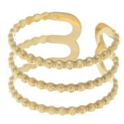 Adjustable 3-row ring for bead weaving - S.52 to S.60 - 304 Gold stainless steel|raw }}