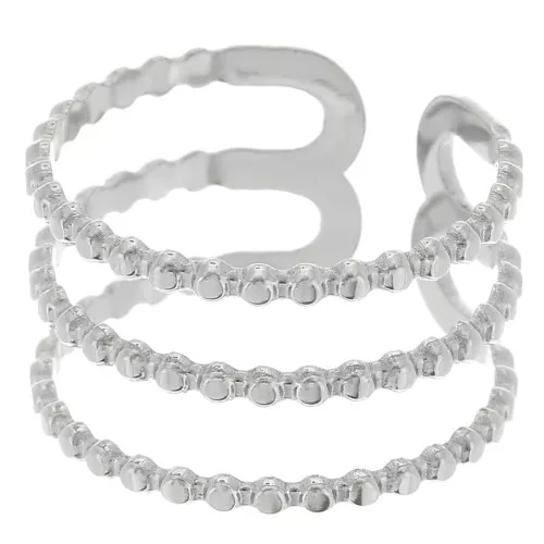Adjustable 3-row ring for bead weaving - T.52 to T.60 - 304 stainless steel x1