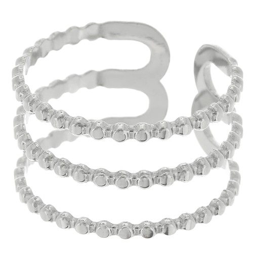 Stainless steel 316L Adjustable 3-row ring for bead weaving - S.52 to S.60 x1