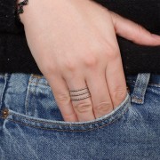 Adjustable 3-row ring for bead weaving - T.52 to T.60 - 304 stainless steel x1