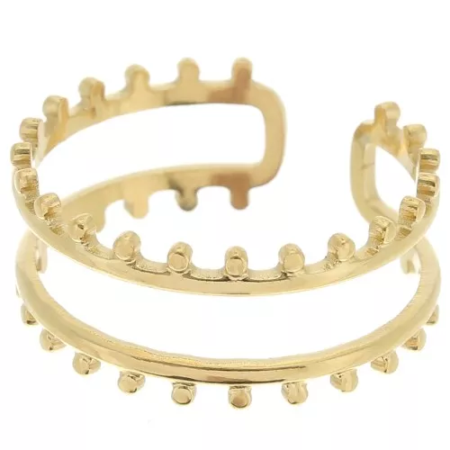 St. steel 316L Adjustable multi-row ring for bead weaving T.52 to T60 - Gold x1