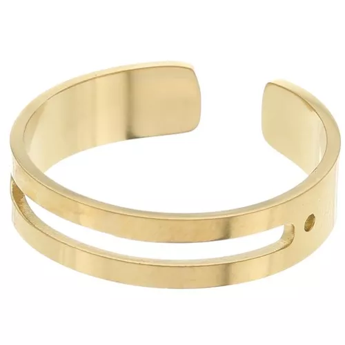 St. steel 316L Adjustable ring for bead weaving - S.52 to S.60 - Gold Tone x1