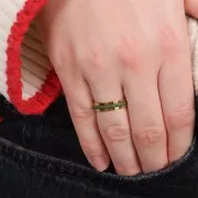 St. steel 316L Adjustable ring for bead weaving - S.52 to S.60 - Gold Tone x1