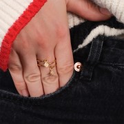 Ring 2 open rings - Size 57 - Stainless steel 304L Gold x1