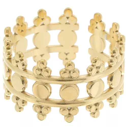 Stainless steel 316L Wide adjustable ring - ethnic style - S.54 to S.61 - Gold x1
