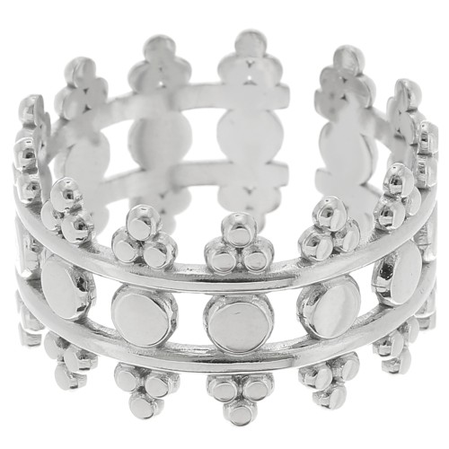 Stainless steel 316L Wide adjustable fancy ring - ethnic style - S.54 to S.61 x1
