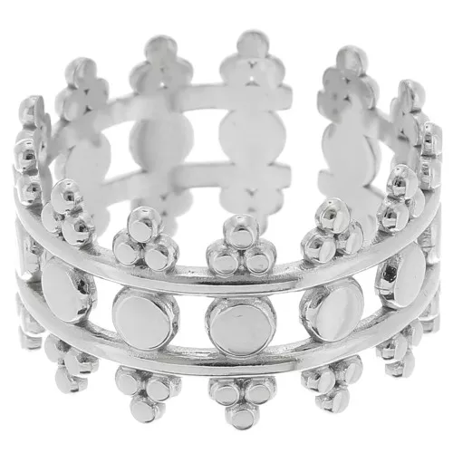 Stainless steel 316L Wide adjustable fancy ring - ethnic style - S.54 to S.61 x1