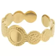 Adjustable Textured Ring for 5 mm Cabochon - Sizes 52–58 - Gold-Plated 304 Stainless Steel