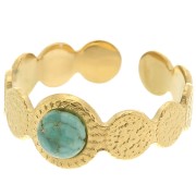 Adjustable Textured Ring for 5 mm Cabochon - Sizes 52–58 - Gold-Plated 304 Stainless Steel