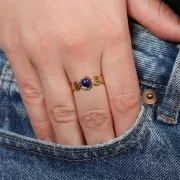 Adjustable Textured Ring for 5 mm Cabochon - Sizes 52–58 - Gold-Plated 304 Stainless Steel