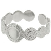 Adjustable Textured Ring for 5 mm Cabochon - Sizes 54 to 58 - 304 Stainless Steel