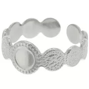 Stainless steel 316L Adjustable textured ring for 5mm cabochon - S.52 to S.58 x1