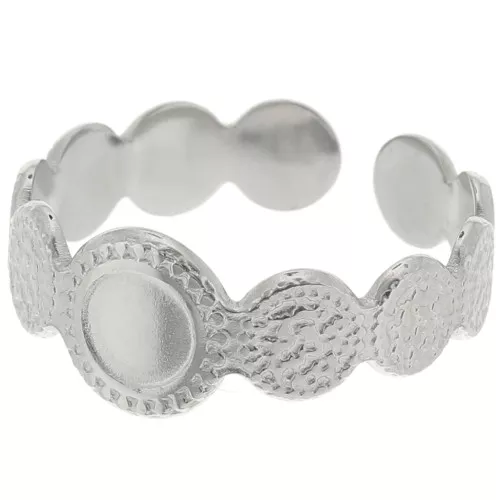 Adjustable Textured Ring for 5 mm Cabochon - Sizes 54 to 58 - 304 Stainless Steel