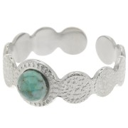 Stainless steel 316L Adjustable textured ring for 5mm cabochon - S.52 to S.58 x1