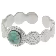 Stainless steel 316L Adjustable textured ring for 5mm cabochon - S.52 to S.58 x1