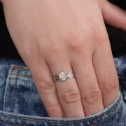 Stainless steel 316L Adjustable textured ring for 5mm cabochon - S.52 to S.58 x1