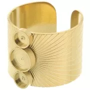 St. steel 316L Wide adjustable ring S.56 to S.61 - for 4 & 6mm cabochon - Gold x1