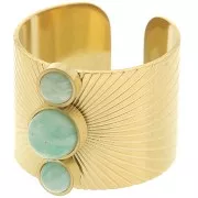 St. steel 316L Wide adjustable ring S.56 to S.61 - for 4 & 6mm cabochon - Gold x1