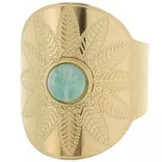 Stainless steel 316L Wide ajustable ring for 6mm cabochon - Size 59 - 65 - Gold x1