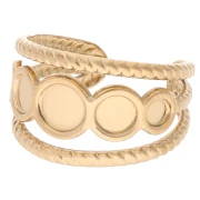 Adjustable braided effect ring for 5 mm, 4 mm & 3 mm cabochons -Gold-plated 304 stainless steel