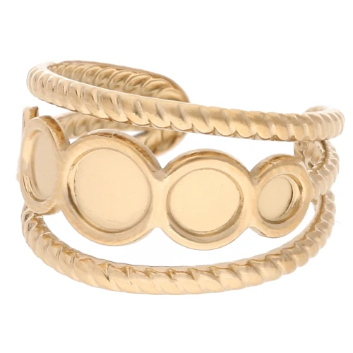 Adjustable braided effect ring for 5 mm, 4 mm & 3 mm cabochons -Gold-plated 304 stainless steel
