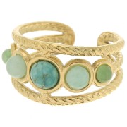 Adjustable braided effect ring for 5 mm, 4 mm & 3 mm cabochons -Gold-plated 304 stainless steel