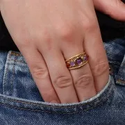 Adjustable braided effect ring for 5 mm, 4 mm & 3 mm cabochons -Gold-plated 304 stainless steel