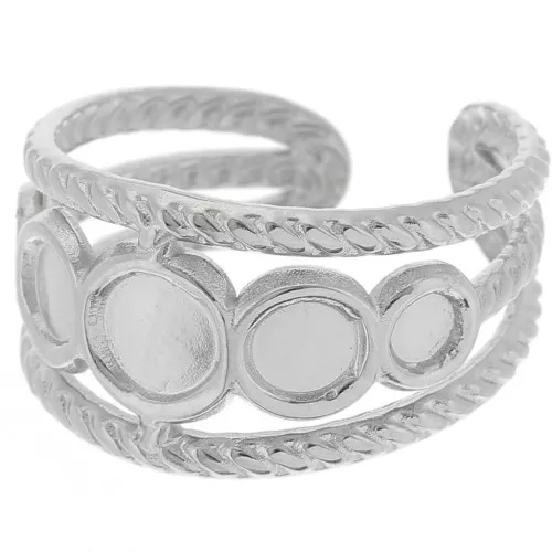 Stainless steel 316L Adjustable ring for 5 mm, 4 mm & 3 mm cabochons x1