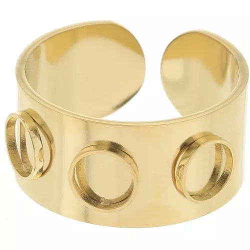316L stainless steel Adjustable ring for 5mm cabochons - Gold x1