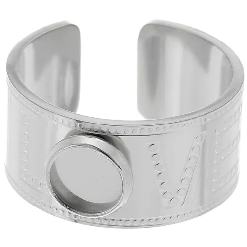Stainless steel 316L Large ring for 6 mm cabochon - Love - Size 56 x1