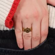 Stainless steel 316L Fancy openwork ring adjustable for 2mm cabochon - Gold x1