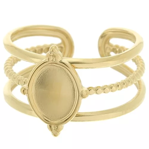 Adjustable multirang ring for 8x6 mm cabochon - T.52 to T.58 - 304 Gold stainless steel