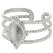 Adjustable multi-row ring for 8x6 mm cabochon - Sizes 52–58 - 304 stainless steel x1