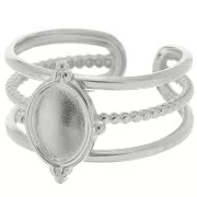 Adjustable multi-row ring for 8x6 mm cabochon - Sizes 52–58 - 304 stainless steel x1