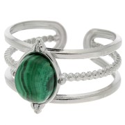 Adjustable multi-row ring for 8x6 mm cabochon - Sizes 52–58 - 304 stainless steel x1