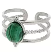 Adjustable multi-row ring for 8x6 mm cabochon - Sizes 52–58 - 304 stainless steel x1