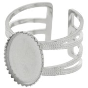 Adjustable multi-row ring T.52 to T.61 for 14x10 mm cabochon - 304 stainless steel x1
