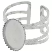 Adjustable multi-row ring T.52 to T.61 for 14x10 mm cabochon - 304 stainless steel x1