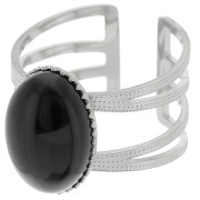 Adjustable multi-row ring T.52 to T.61 for 14x10 mm cabochon - 304 stainless steel x1