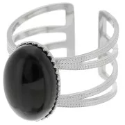 Adjustable multi-row ring T.52 to T.61 for 14x10 mm cabochon - 304 stainless steel x1
