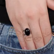 Adjustable multi-row ring T.52 to T.61 for 14x10 mm cabochon - 304 stainless steel x1