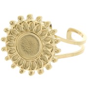 Adjustable sun-shaped ring for 6mm cabochon - Sizes 52–60 - Gold-plated 304 stainless steel x1