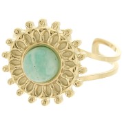 Adjustable sun-shaped ring for 6mm cabochon - Sizes 52–60 - Gold-plated 304 stainless steel x1