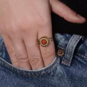 Adjustable sun-shaped ring for 6mm cabochon - Sizes 52–60 - Gold-plated 304 stainless steel x1