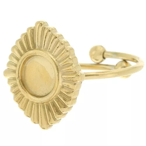 Stainless steel 316L Adjustable ethnic ring for 6mm cabochon - Gold x1